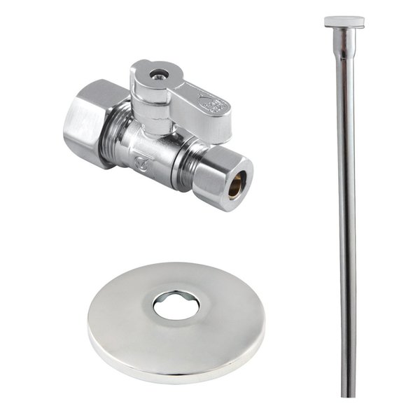 Kingston Brass Toilet Supply Kit, 58 OD x 38 OD Comp Straight Valve, Polished Chrome KF53351TKF20